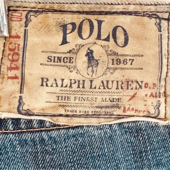 Vintage Ralph Lauren Polo Denim Jeans Fly Rivet Baggy Bootcut 40x30 (42x31) - Picture 5 of 11